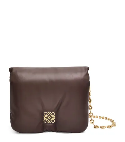 Loewe Goya Anagram Puffer Chain Shoulder Bag In Dark_chocolate