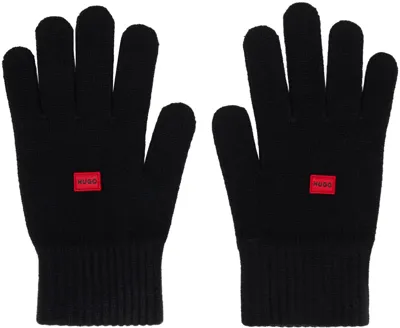 Hugo Black Waff Gloves In 001 Black