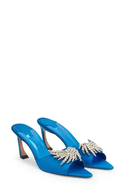 Piferi Lotta 70 Blue Embellished Satin Mules