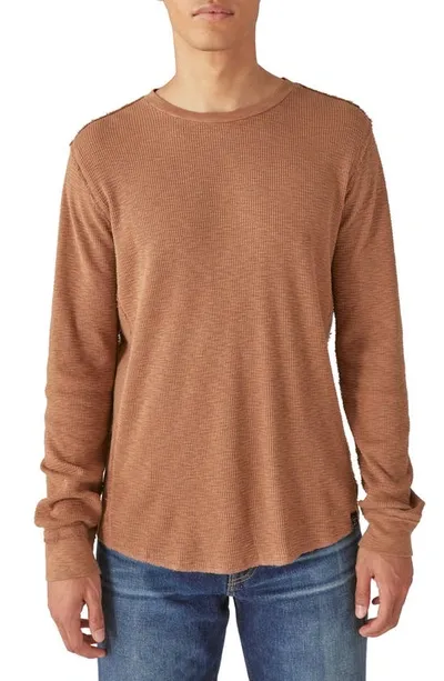 Lucky Brand Garment Dye Thermal Cotton Top In Pecan Pie