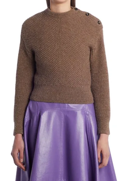 Bottega Veneta Chevron Alpaca Sweater With Button Shoulder In Riverbed