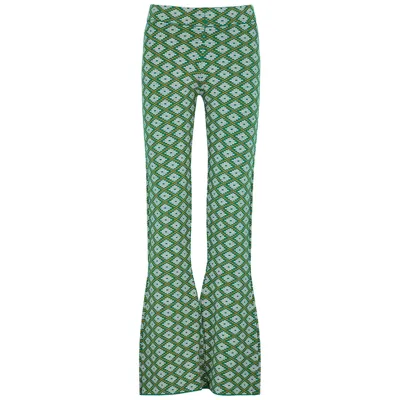 Dodo Bar Or Dai Green Jacquard Flared Knitted Trousers