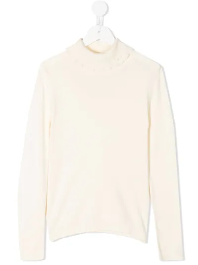 Familiar Roll-neck Knit Jumper In Neutrals