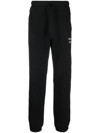 Maharishi Logo-embroidered Organic Track Pants In Schwarz