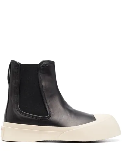 Marni Leather Ankle Chelsea Boots In Black