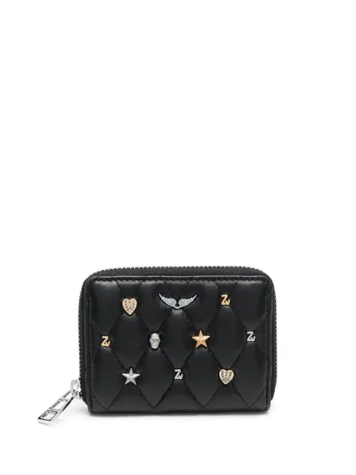 Zadig & Voltaire Stud-detail Quilted Wallet In Schwarz