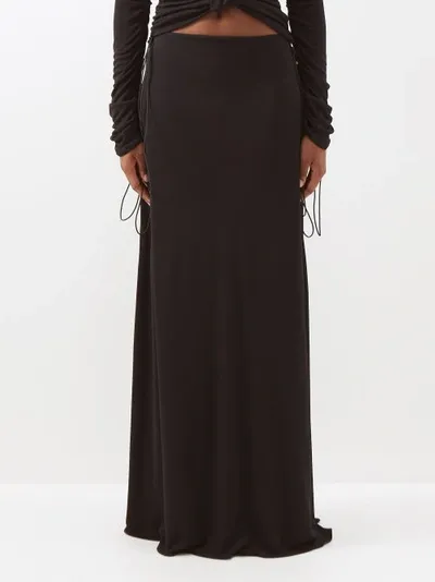 Maximilian Davis Donna Draped Stretch-jersey Maxi Skirt In Black