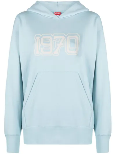 Kenzo Graphic-print Cotton Hoodie In Blue