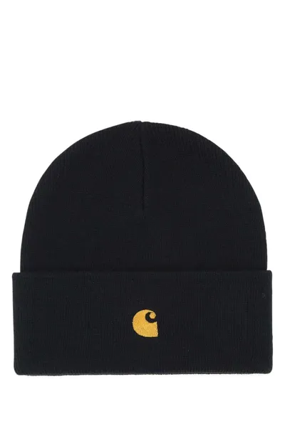 Carhartt Wip Logo Detailed Chase Beanie In Navy