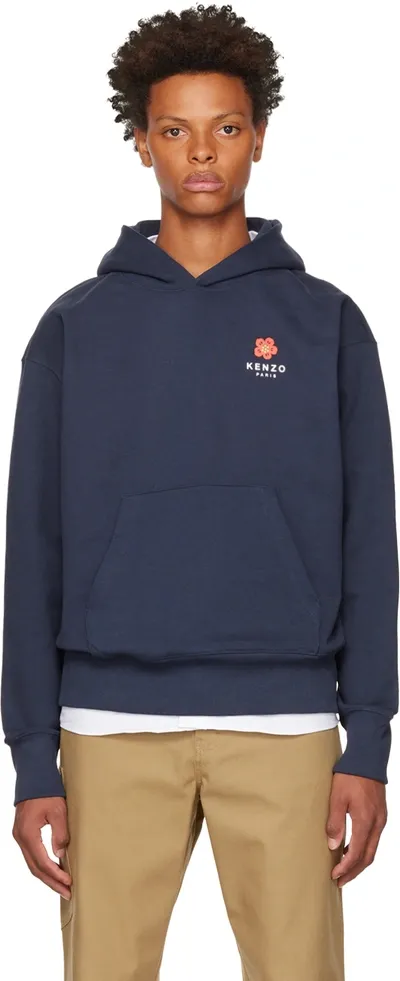 Kenzo Boke Flower Oversize Graphic Hoodie In Midnight Blue