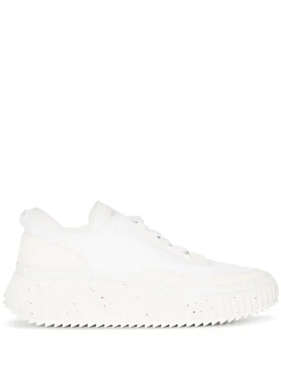 Chloé Nama Platform Sneakers In White