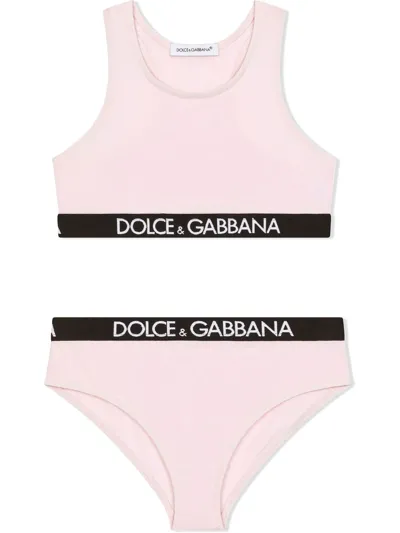 Dolce & Gabbana Kids' Logo-trim Underwear Set In Pink