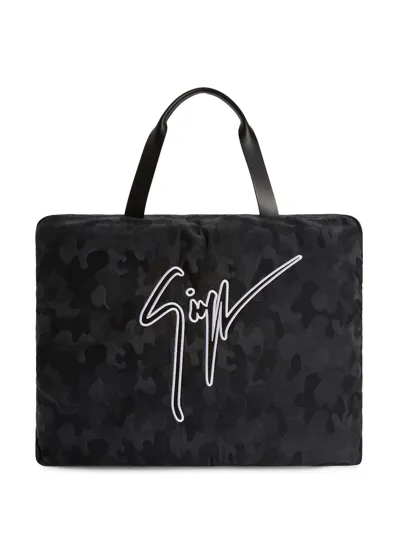 Giuseppe Zanotti Gz Weekend Camouflage Tote Bag In Black