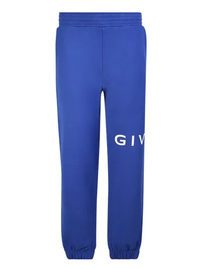 Givenchy Logo Printed Elastic Waist Jogging Pants In Blue