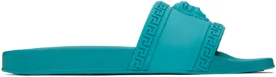 Versace Blue Palazzo Slides In 1v390 Teal