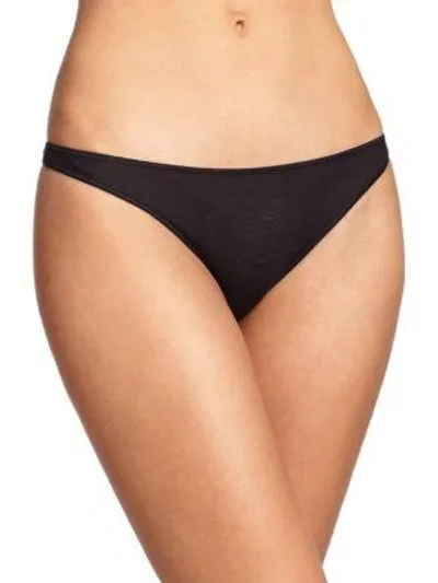 Hanro Invisible Cotton Thong Underwear In Black