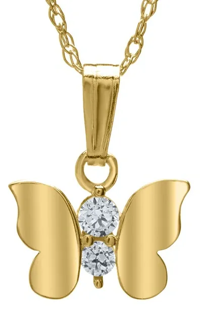 Mignonette Kids'  14k Gold & Cubic Zirconia Butterfly Pendant Necklace