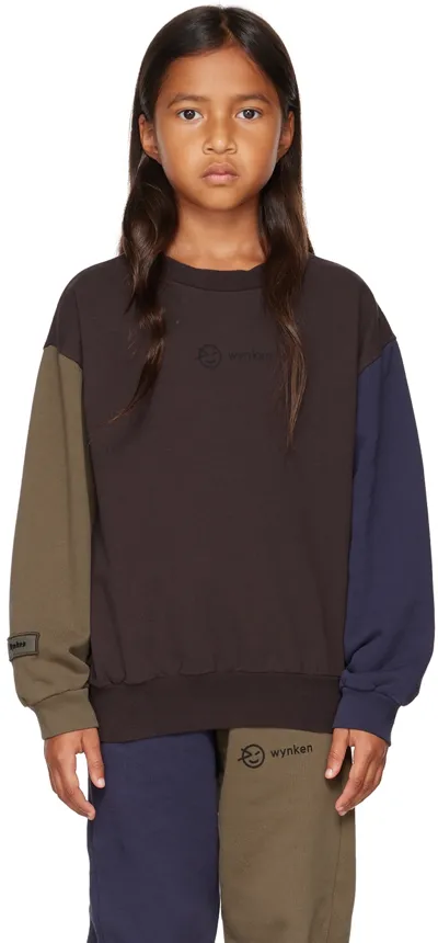 Wynken Kids Multicolor Panel Sweatshirt In Bitter Chocolate / O