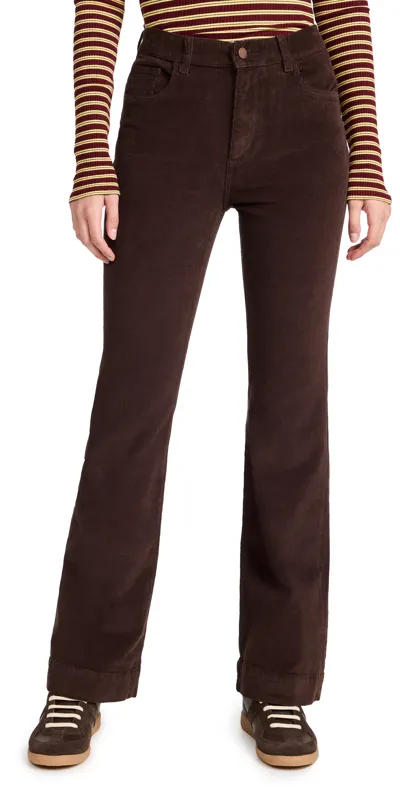 Dl Bridget Bootcut High-rise Instasculpt Corduroy Pants In Dark Cocoa (cordu