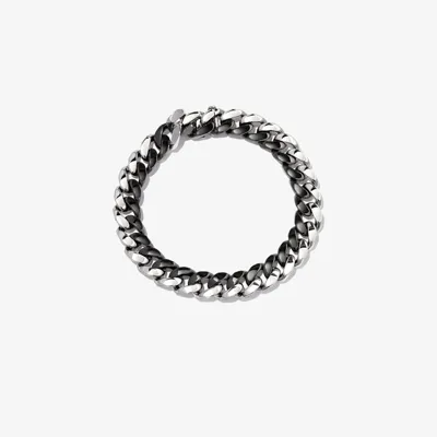 Shay 18k White And Black Gold Flat Essential Link Bracelet In Silver