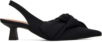 Ganni Soft Bow 50 Neoprene Slingback Pumps In Black