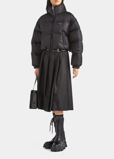 Prada Detachable-sleeve Cropped Puffer Jacket In F0002 Nero