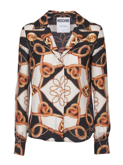 Moschino Baroque Pattern-print Silk Shirt In Multi