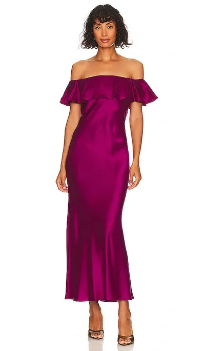 Dannijo Off The Shoulder Midi Dress In Berry