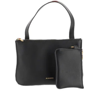 Jil Sander Logo-stamp Shoulder Bag In Black