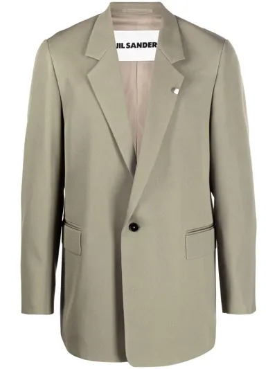 Jil Sander Single-breasted Wool Blazer In Green