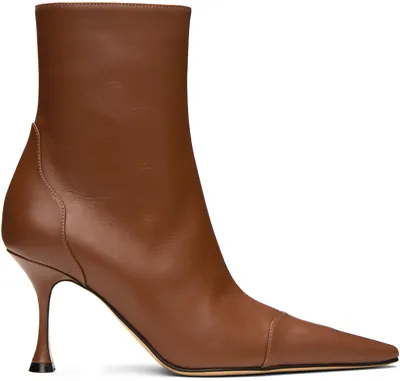 Mach & Mach Brown Dark 85 Ankle Boots In Dark Brown