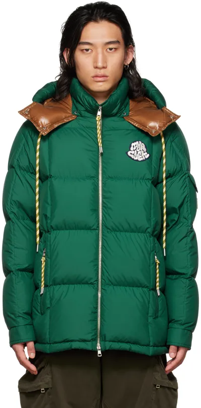 Moncler Mariveles Quilted Down Short Parka In Green