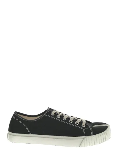 Maison Margiela Tabi Cotton Canvas Low Top Sneakers In Black