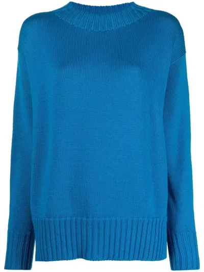 Drumohr Ribbed-trim Merino Jumper In Blue