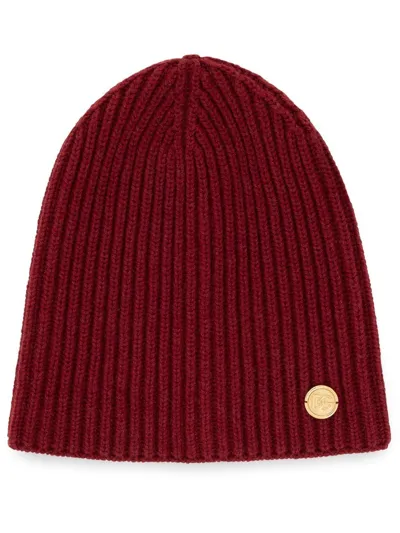 Dolce & Gabbana Cashmere Beanie Hat In Burgundy