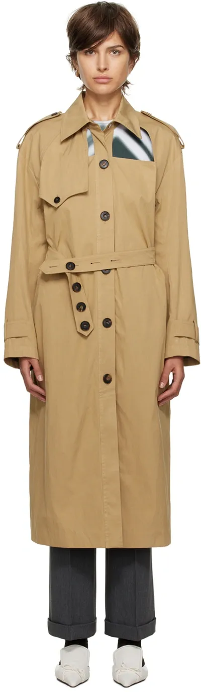 Lesugiatelier Beige Front Cut Out Trench Coat