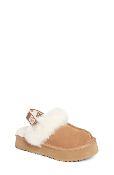 Ugg Girl's Funkette Suede Shearling Slippers, Kids In Chestnut