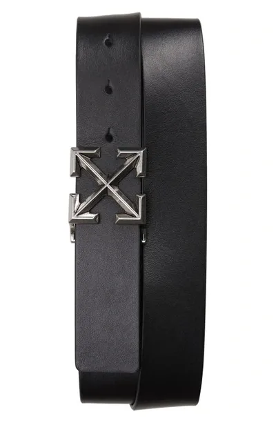 Off-white Classic Arrow Buckle Leather Belt In Black