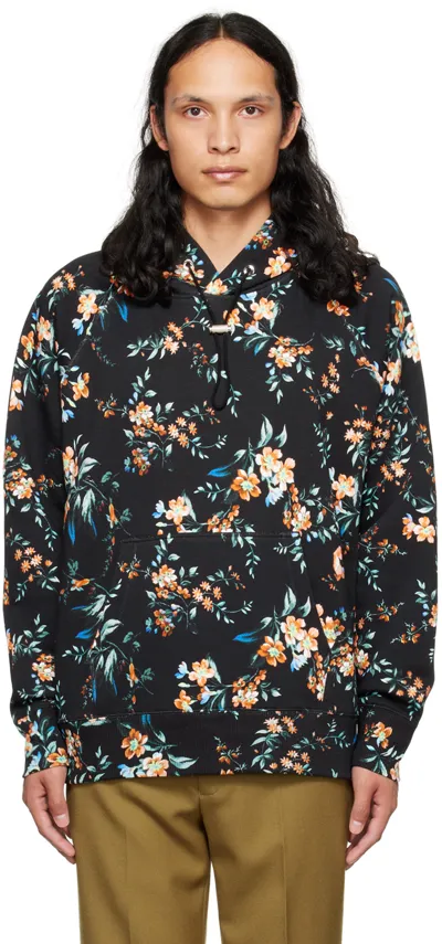 Erdem Floral-print Cotton-jersey Hoodie In Black