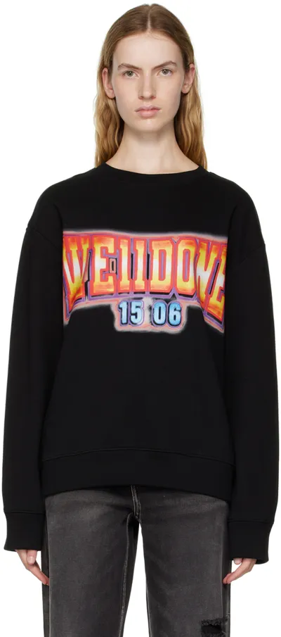 We11 Done Black Crewneck Sweatshirt