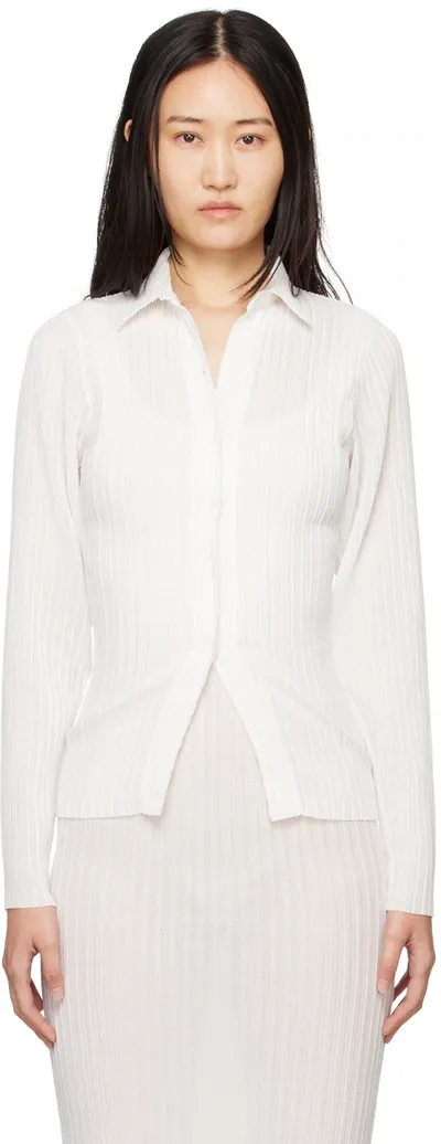 Subtle Le Nguyen White Plissé Tube Shirt