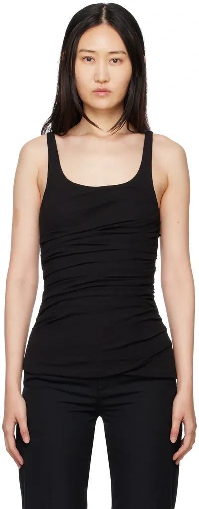 Subtle Le Nguyen Black Draped Tank Top