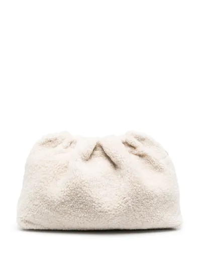 Simonetta Ravizza Furrissima Shearling Clutch Bag In Neutrals