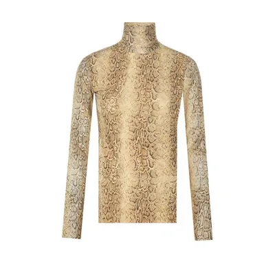 Ganni Semi-sheer Reptile-print Top