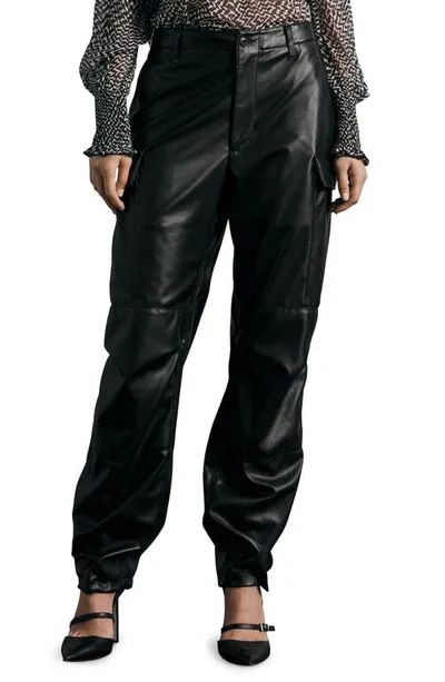 Rag & Bone Sands Baggy Faux Leather Cargo Pants In Black