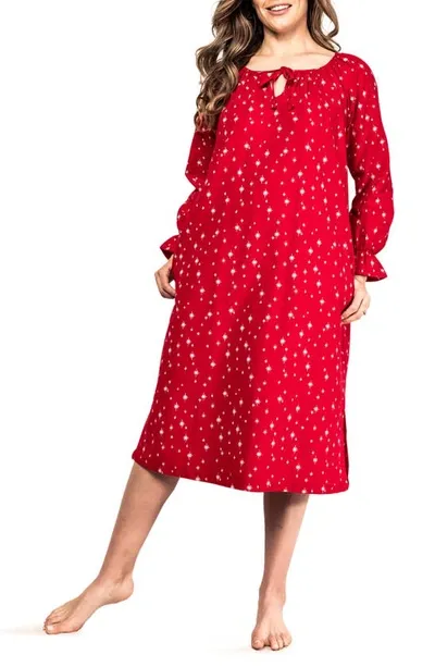 Petite Plume Starry Night Cotton Nightgown In Red