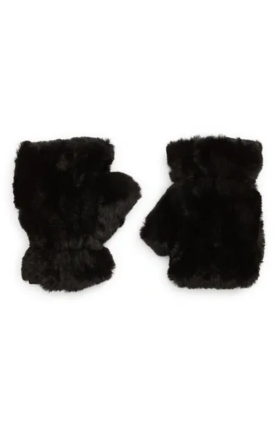 La Fiorentina Faux Fur Fingerless Mittens In Black