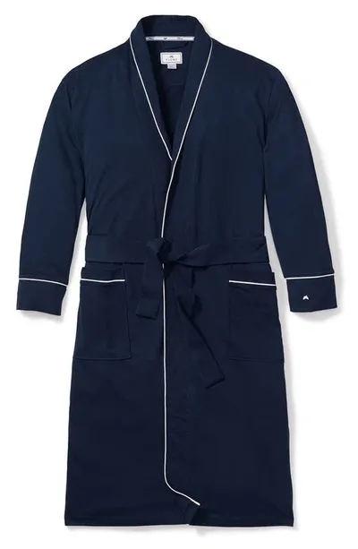 Petite Plume Men's Luxe Pima Cotton Navy Robe