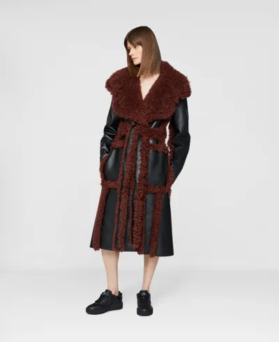 Stella Mccartney Alter Mat Belted Coat In Black & Ginger