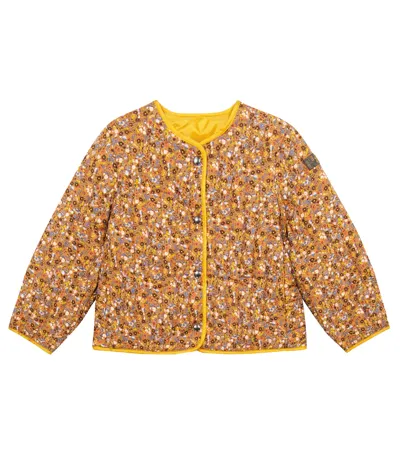 Il Gufo Kids' Floral Cotton Jacket In Cinnamon/amber Color